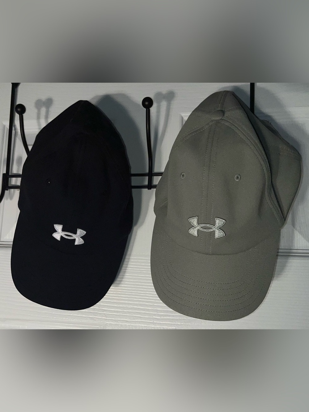Lot of 2 Women's Under Armour UA Hats Green Black Polyester Adjustable